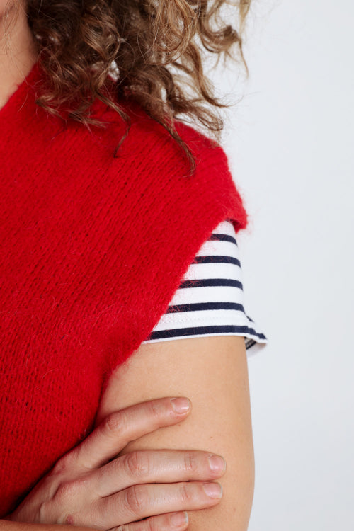 Effen mouwloos vest-Paprika-5