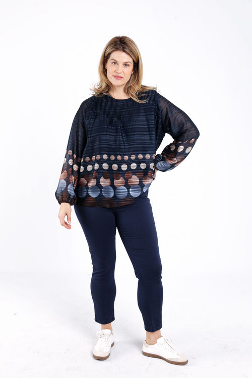 Plissé blouse met ronde print-Paprika-7