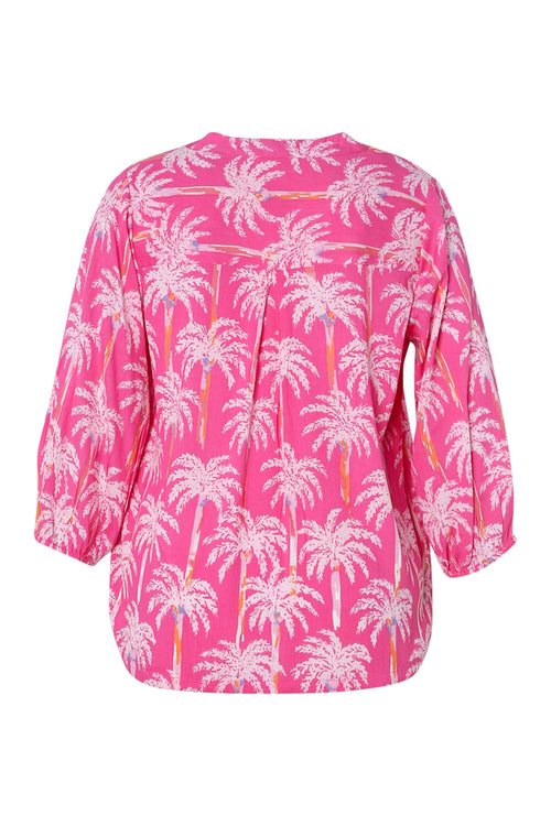 Blouse van viscose met palmprint-Paprika-11