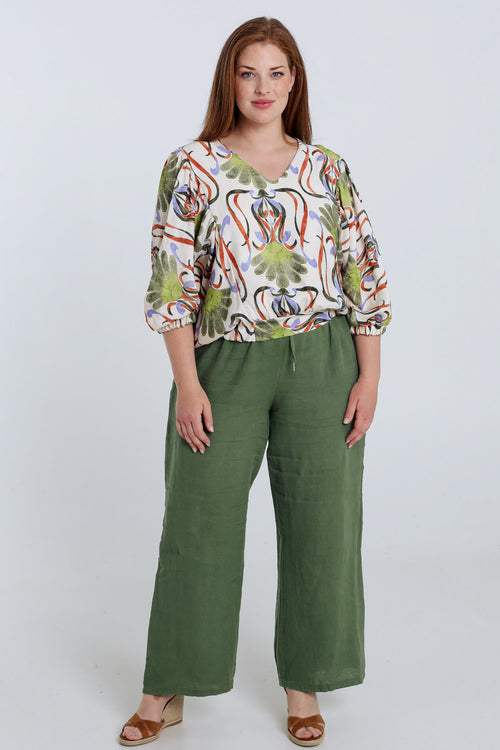 Bloes van viscose met bloemenprint-Paprika-7