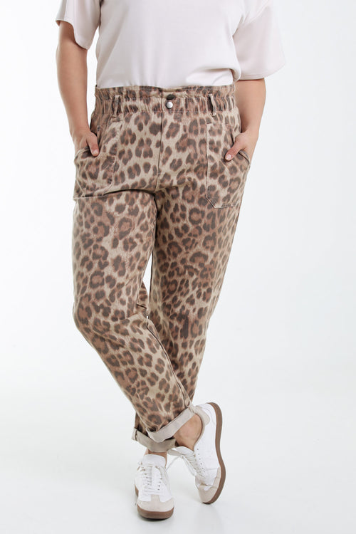 Katoenen broek met dierenprint-Paprika-1