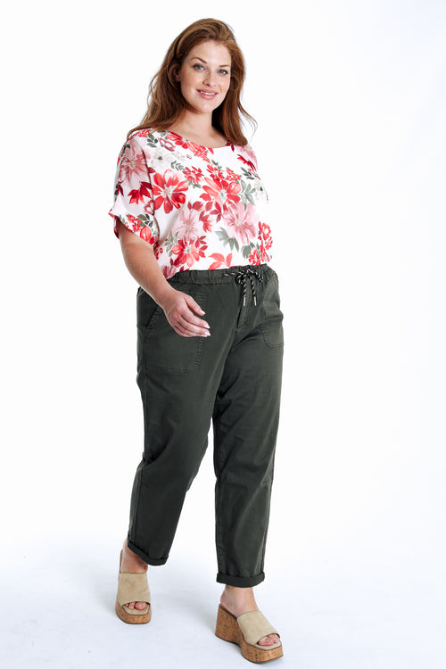 Effen katoenen chino-Paprika-9