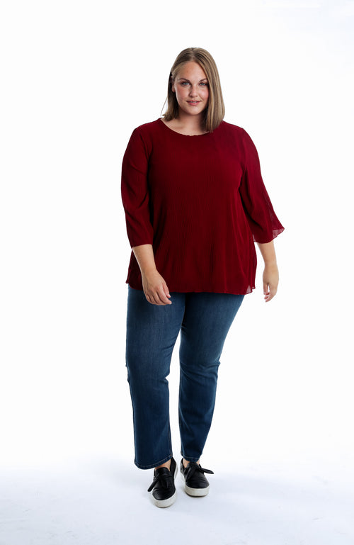 Effen geplooide blouse-Paprika-6