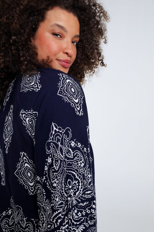 Blouse van viscose met cachemireprint-Paprika-3