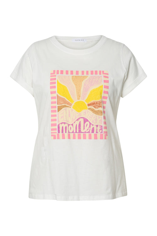 T-shirt van katoen met zonnenprint-Paprika-1