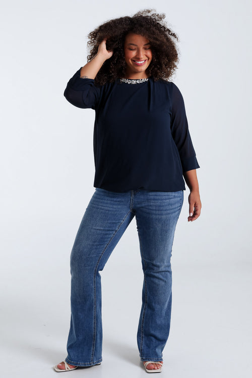 Effen blouse met sieraden-Paprika-8