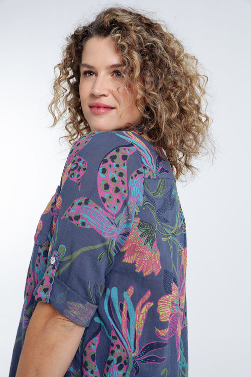 Blouse van katoenen mousseline met bloemenprint-Paprika-5