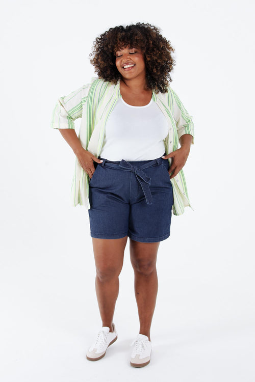 Blouse 100% katoen met fluokleuren strepen-Paprika-9