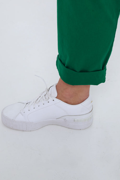 Effen 7/8-chinobroek in licht katoen met losse broekspijpen-Paprika-4