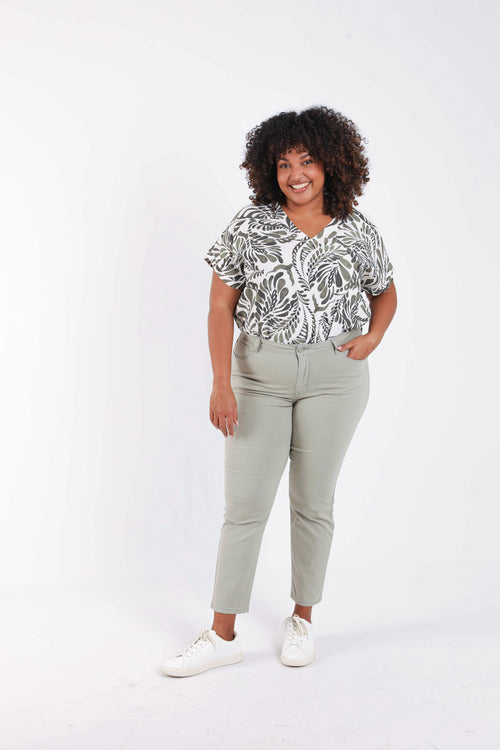 Slim fit broek Louise 7/8-Paprika-6