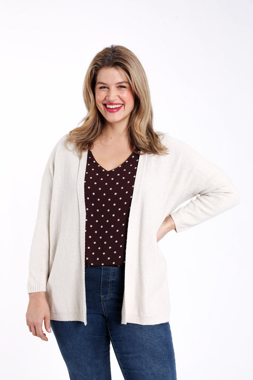 Lange cardigan in effen viscose-Paprika-2