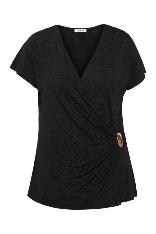 Effen wikkeltop T-shirt-Paprika-1