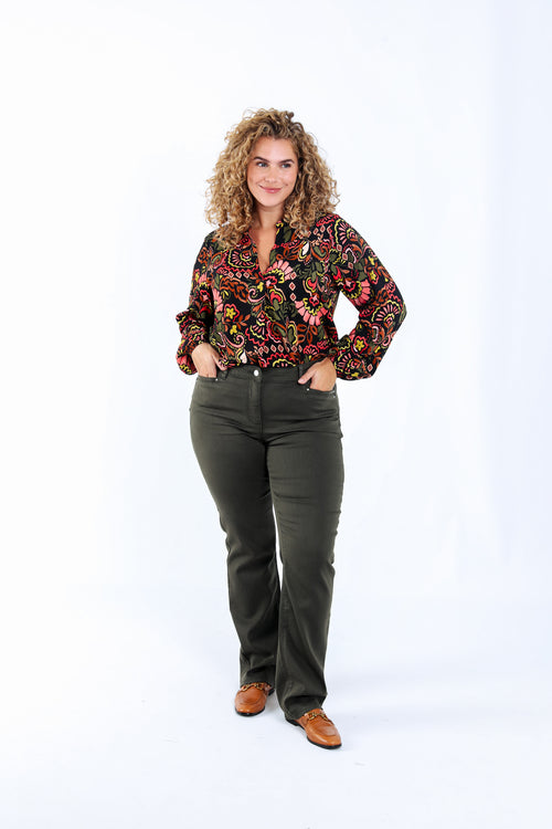 Blouse van bedrukt viscose in folkstijl-Paprika-7
