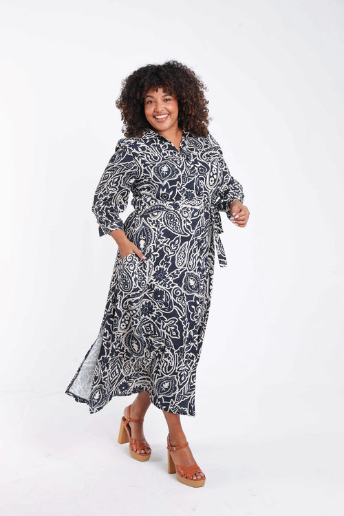 Blousejurk van viscose met paisleyprint-Paprika-8