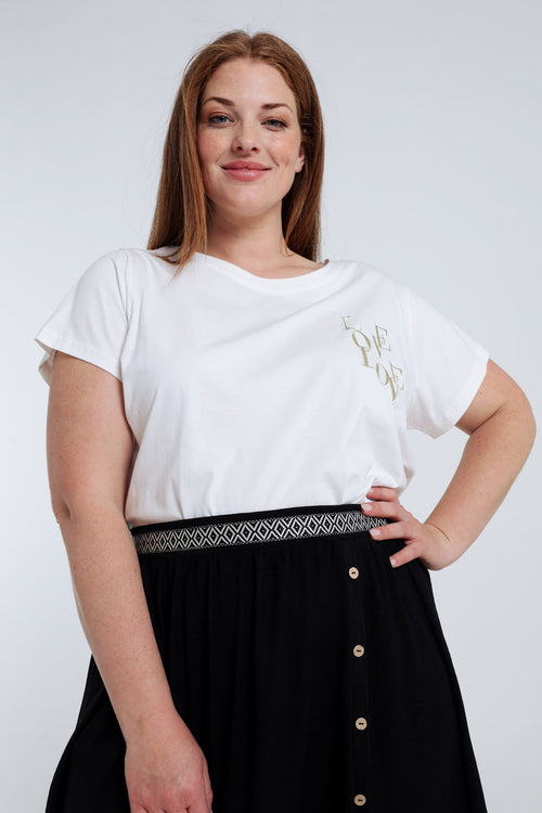 Effen lange rok met knopen-Paprika-5