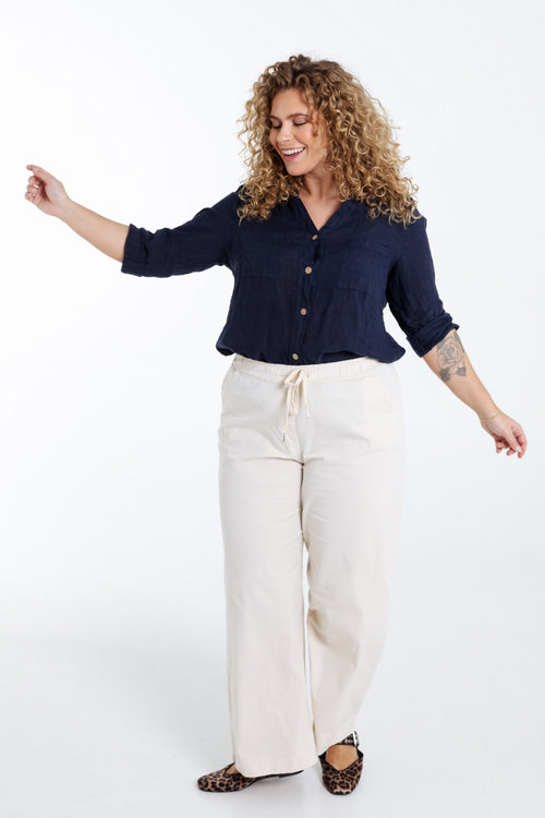  Effen linnen blouse-Paprika-9