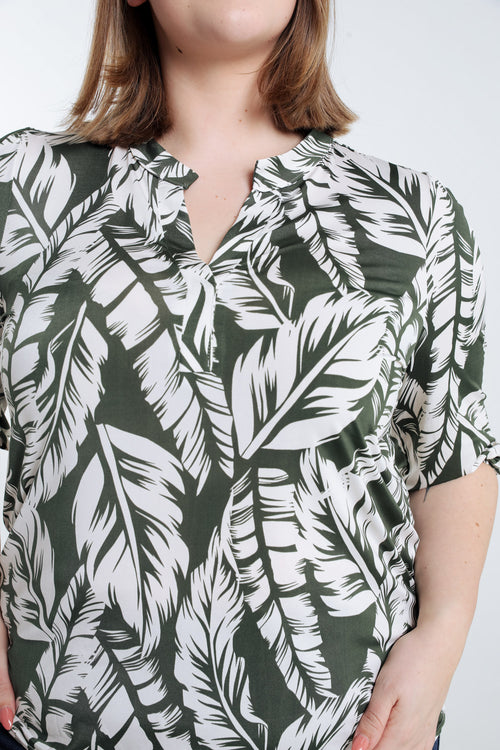  T-shirt met bladprint-Paprika-3