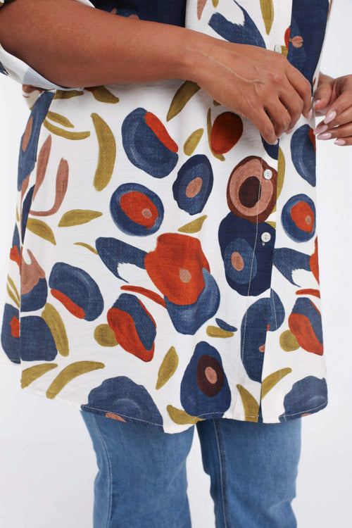 Lange blouse van viscose met klaproosprint-Paprika-6