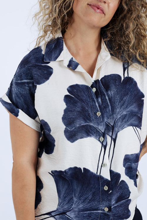 Blouse met bladerenprint-Paprika-5