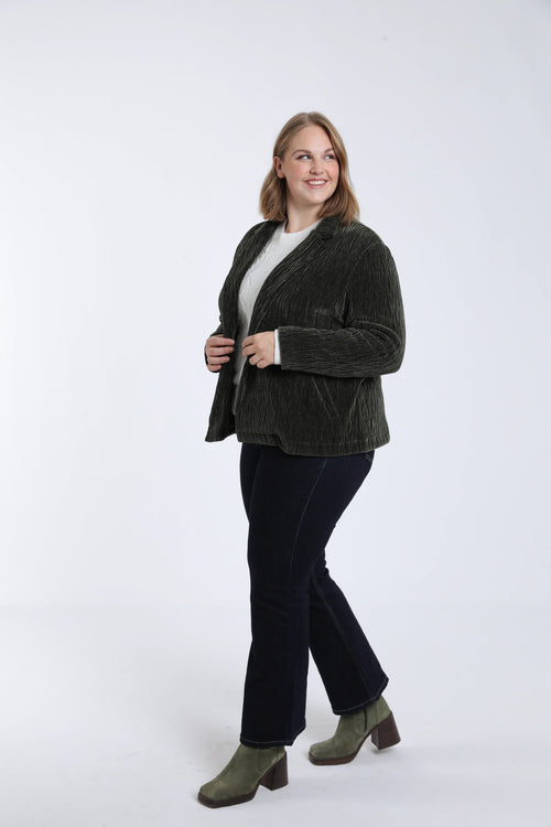 Blazer uni en velours plissé-Paprika-8