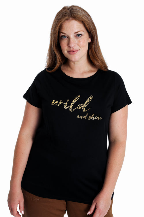 T-shirt en coton uni avec imprimé Wild and shine-Paprika-2