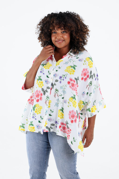 Blouse van viscose met bloemenprint-Paprika-1