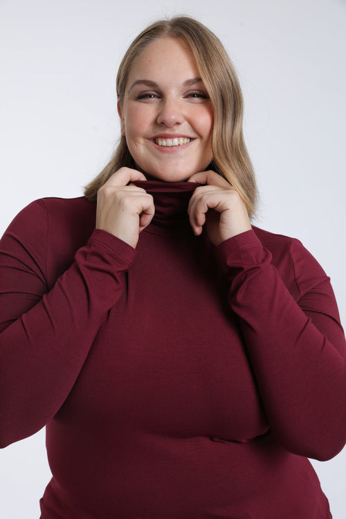 Effen coltrui T-shirt van viscose-Paprika-1