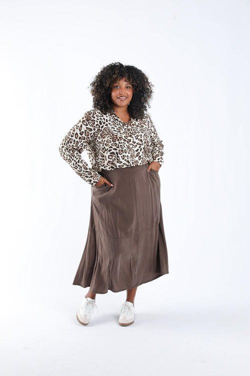 Effen lange rok-Paprika-6