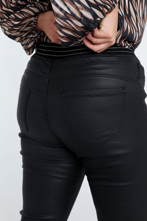 Slim gecoate jegging met fijne riem-Paprika-6