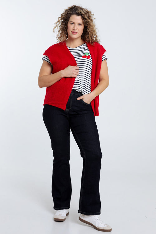 Effen mouwloos vest-Paprika-8