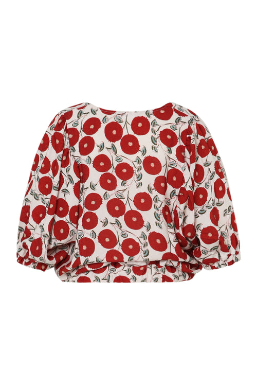 Boîteblouse met bloemenprint-Paprika-11