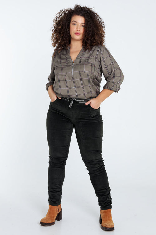 Effen slim fluwelen jegging-Paprika-9