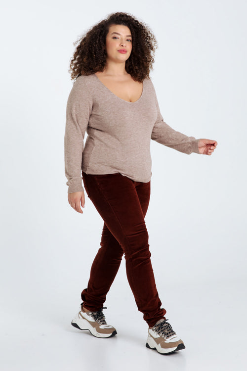 Fijn, effen trui in viscose-Paprika-9