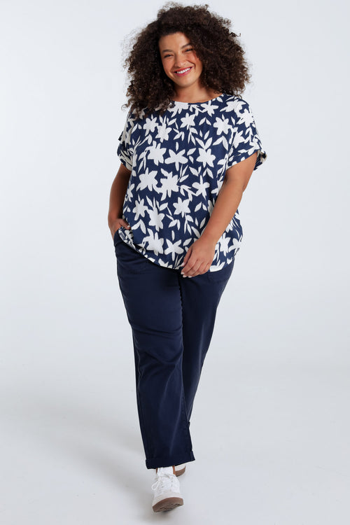 Bloes van bicolore bloemenprint viscose-Paprika-8