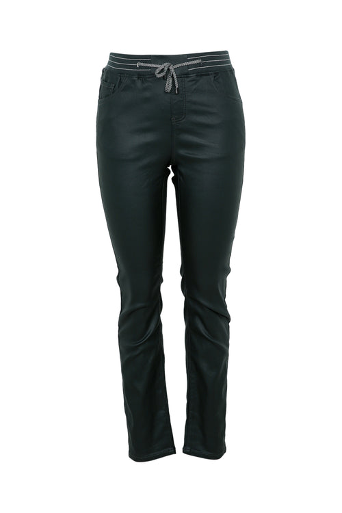Slim gecoate jegging met fijne riem-Paprika-10