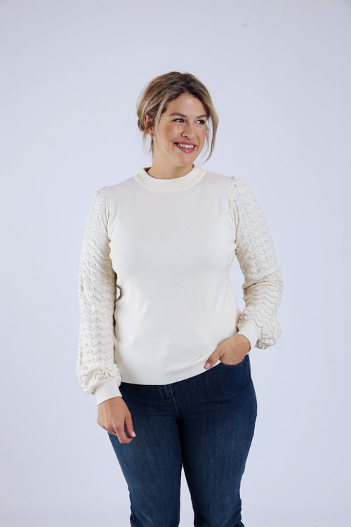Pull uni avec manches chevrons-Paprika-1