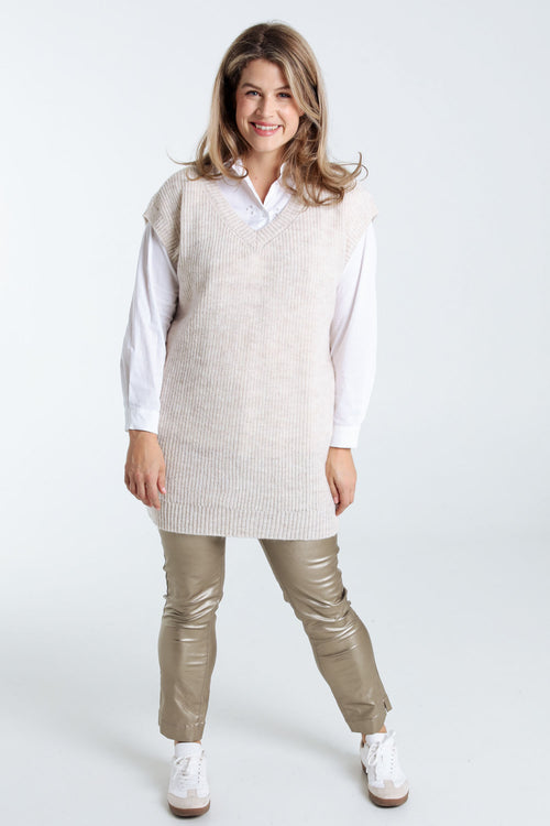 Lange, effen tuniek zonder mouwen-Paprika-9