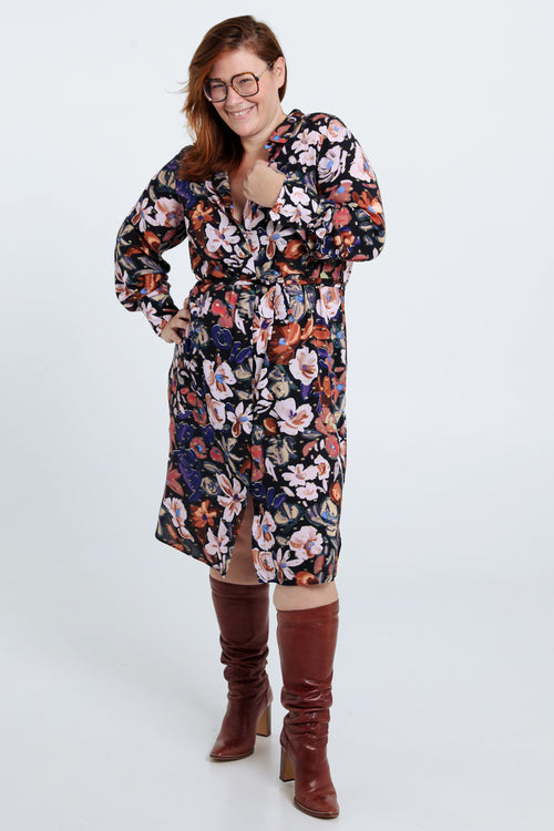 Robe chemise à fleurs avec lurex-Paprika-8