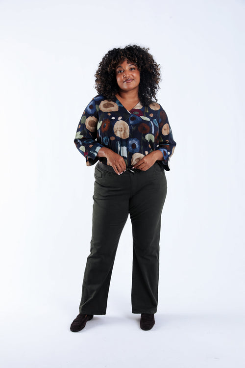 Blouse van viscose met klaprozenprint-Paprika-6