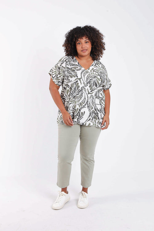 Blouse van tweekleurige viscose met paisleyprint-Paprika-7