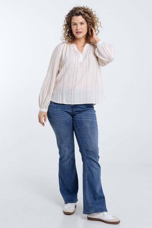Gestreepte blouse met lurex-Paprika-9