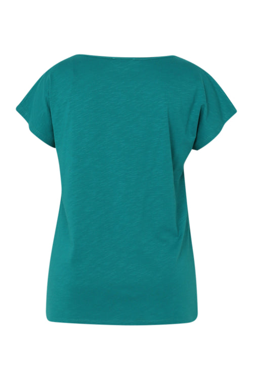 T-shirt uni avec broderie Enjoy et sequins-Paprika-11