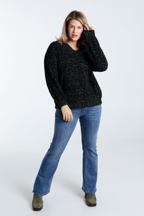 Effen popcorn gebreide trui-Paprika-8