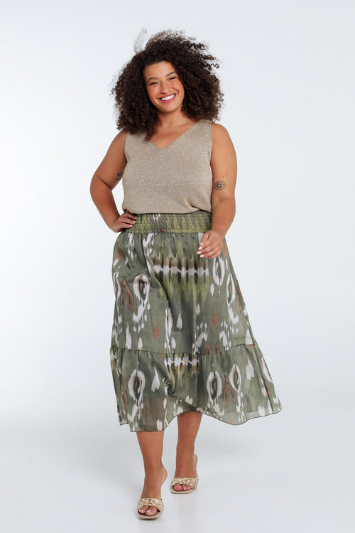 Mid-length jurk van viscose met etnische print-Paprika-9