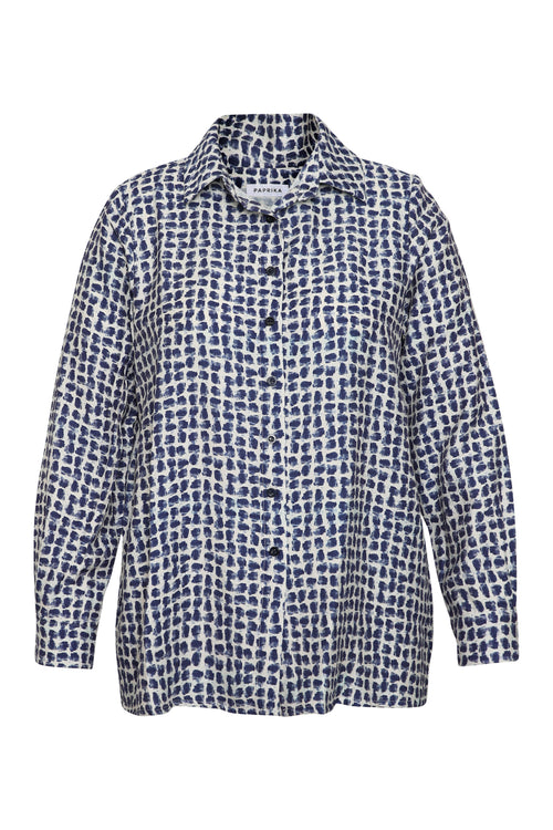 Chemisier en viscose imprimé graphique-Paprika-1