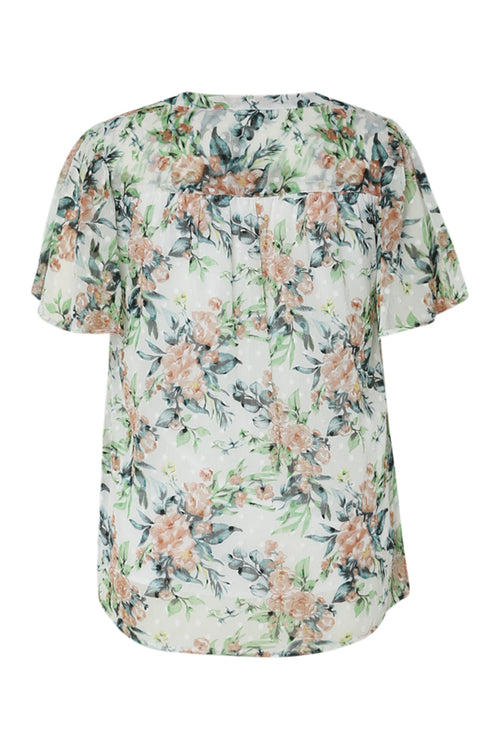 Bloemdruk blouse en plumetis-Paprika-11