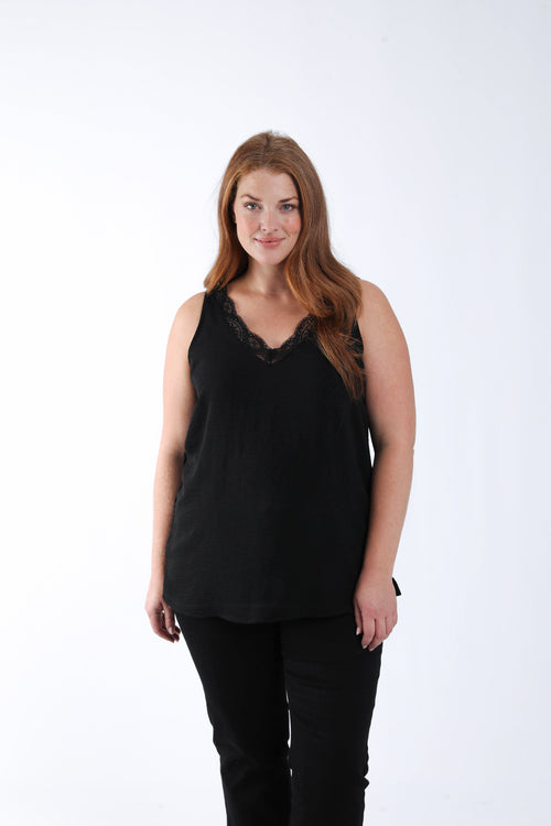 Effen top met kant-Paprika-1