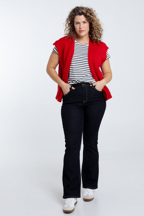 Effen mouwloos vest-Paprika-7