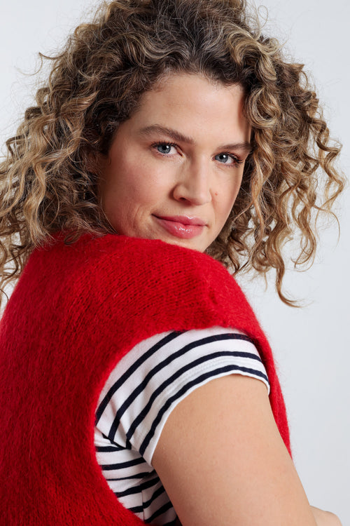 Effen mouwloos vest-Paprika-6