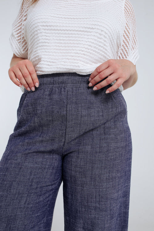Effen linnen broek-Paprika-4
